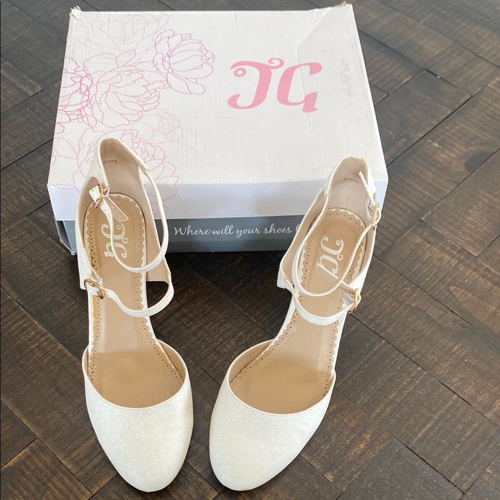 Women's Cream Glitter Heels